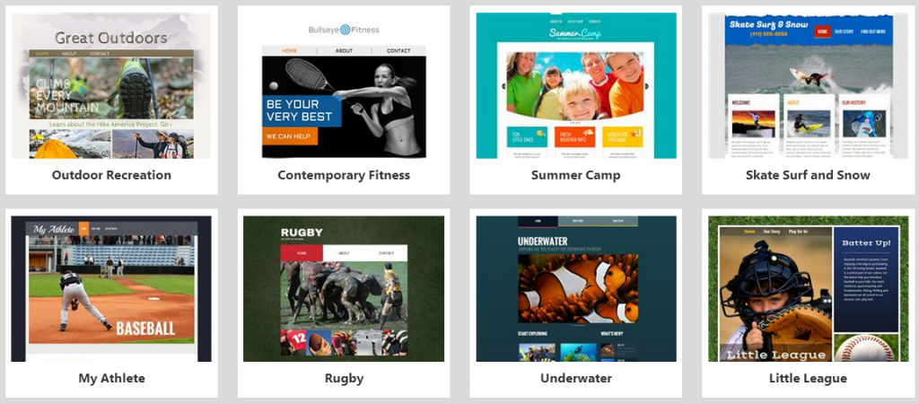 website builder sports templates