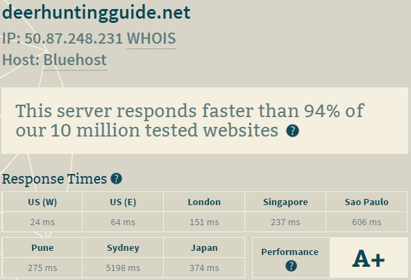 bluehost server performance test