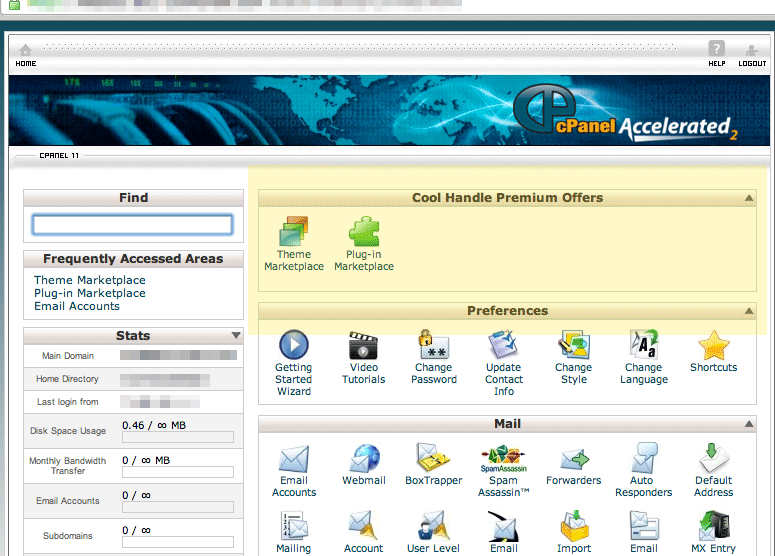 coolhandle cpanel control panel