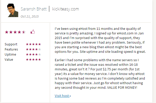 ehost customer review